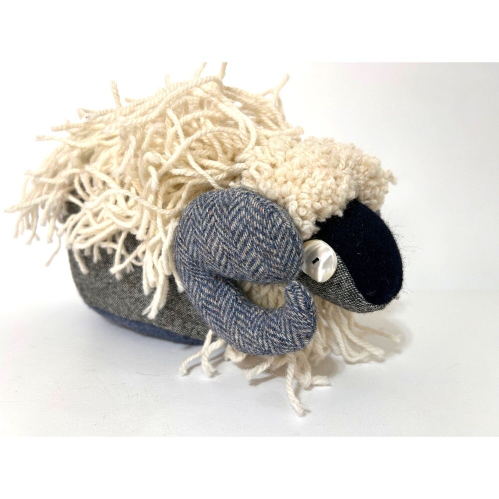 Jeans of Donegal Handmade Tweed Stuffed Ram Sheep Folk Art WOOL Irish Plush